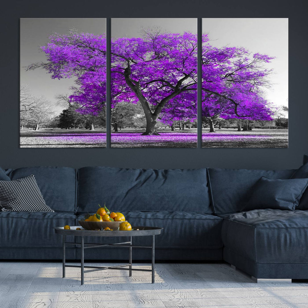 Art mural grand arbre violet Impression sur toile