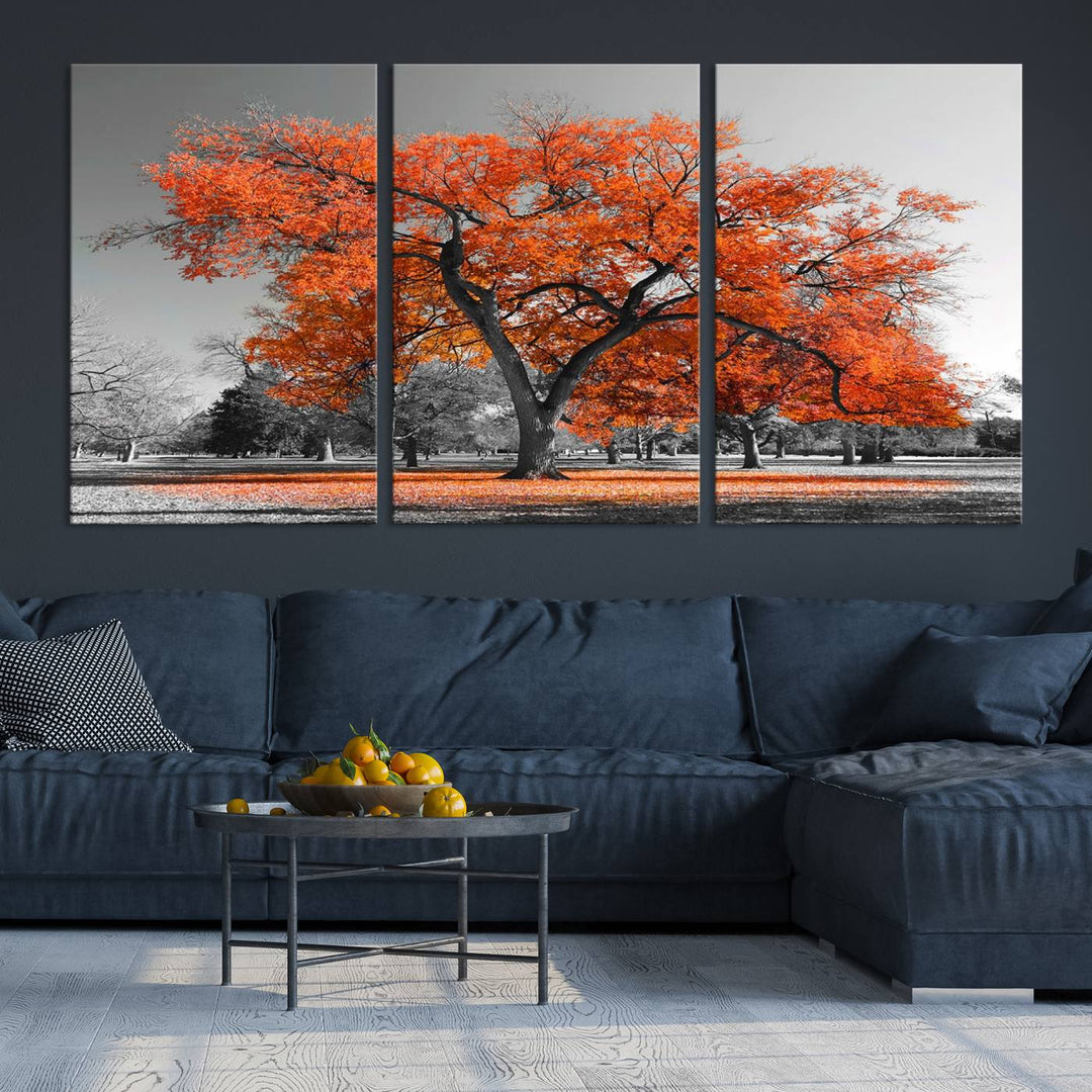 Impression d’art mural sur toile d’arbre d’automne orange