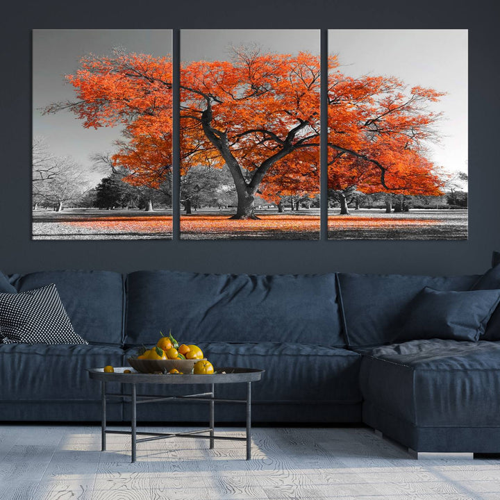 Impression d’art mural sur toile d’arbre d’automne orange