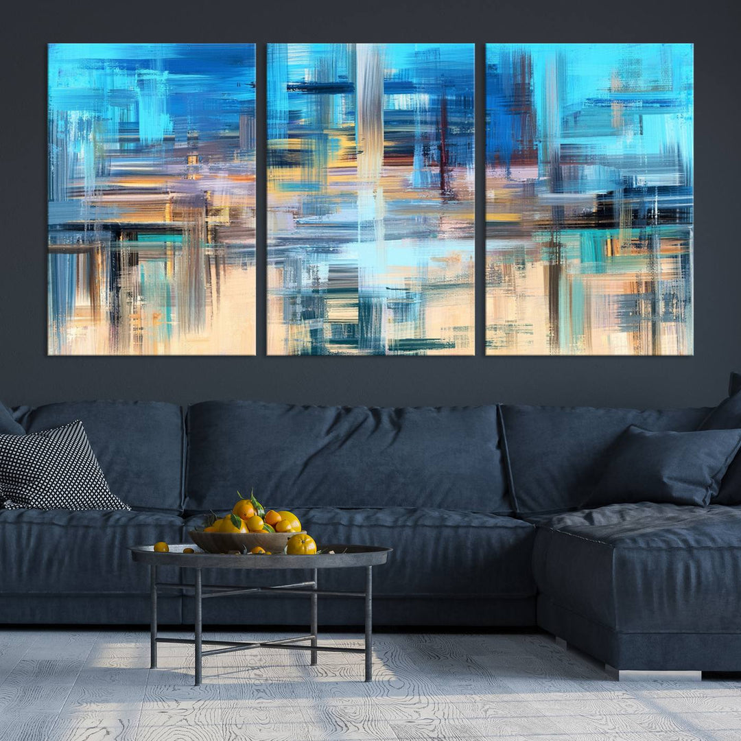 Contemporary Work of Art Blue Abstract Canvas Painting Wall Art Canvas Print