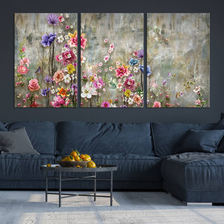 Cozy Flowers Painting on Canvas Wall Art Floral Canvas Print