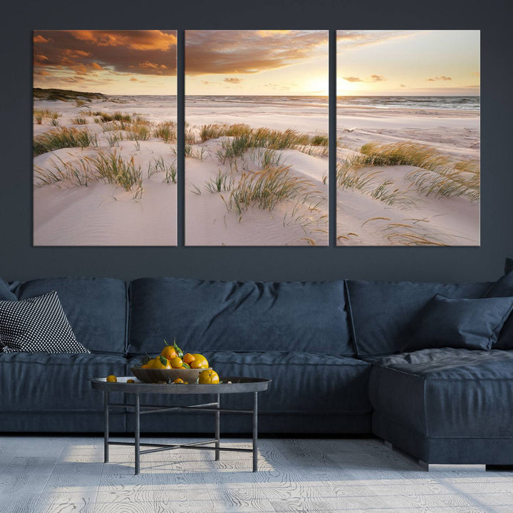 Ocean Beach Wall Art Canvas Print Sunset Artwork Print Coastal Wall Art