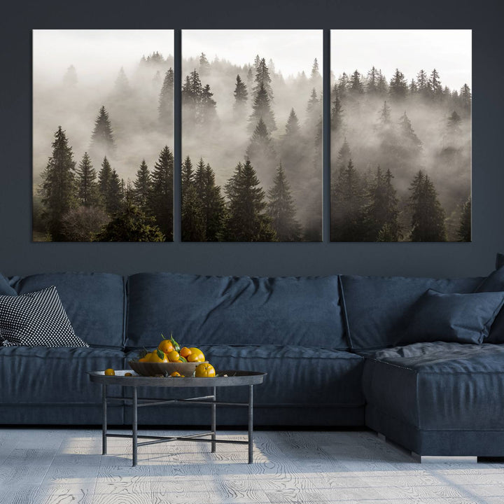 Foggy Forest Wall Art Canvas Print