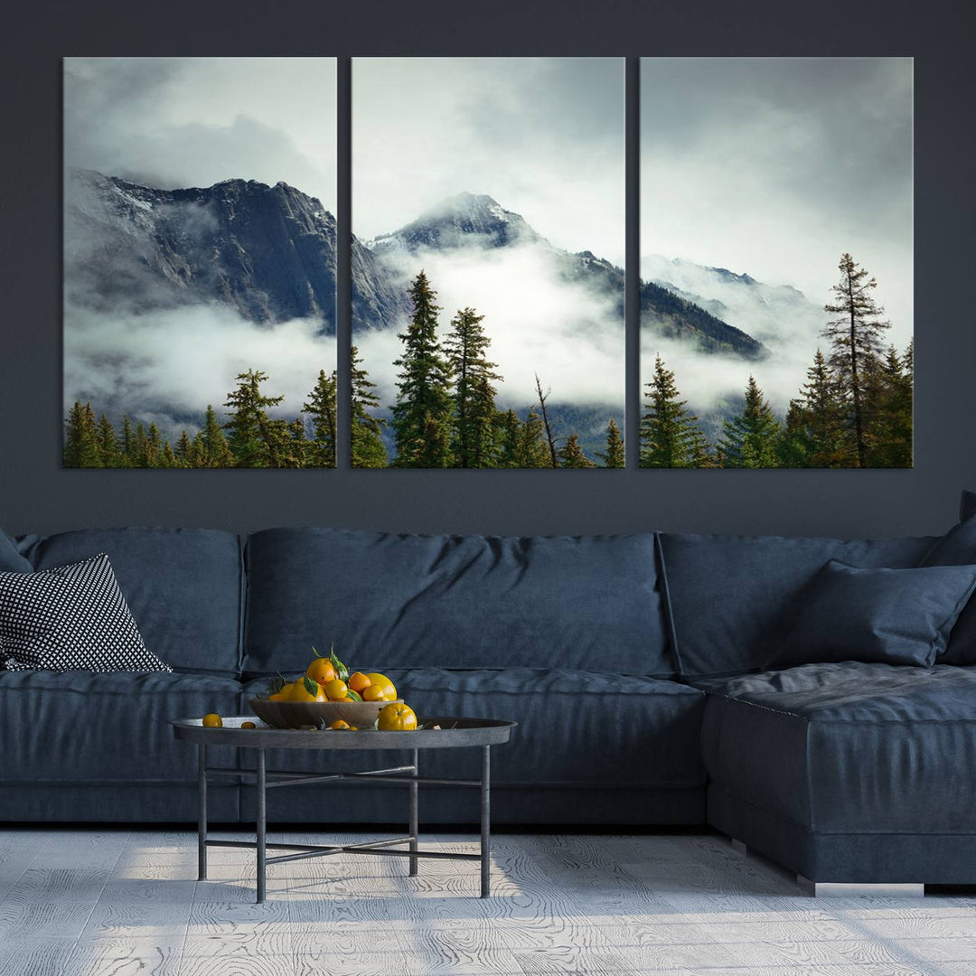 Misty Mountain Forest Wall Art Canvas Print