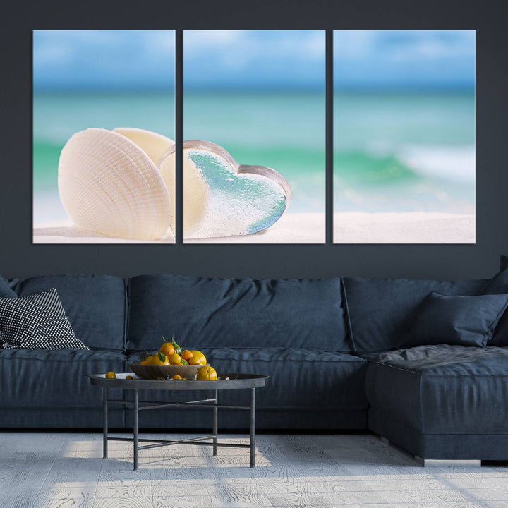 Impression sur toile d'art mural de coquillage d'amour de plage