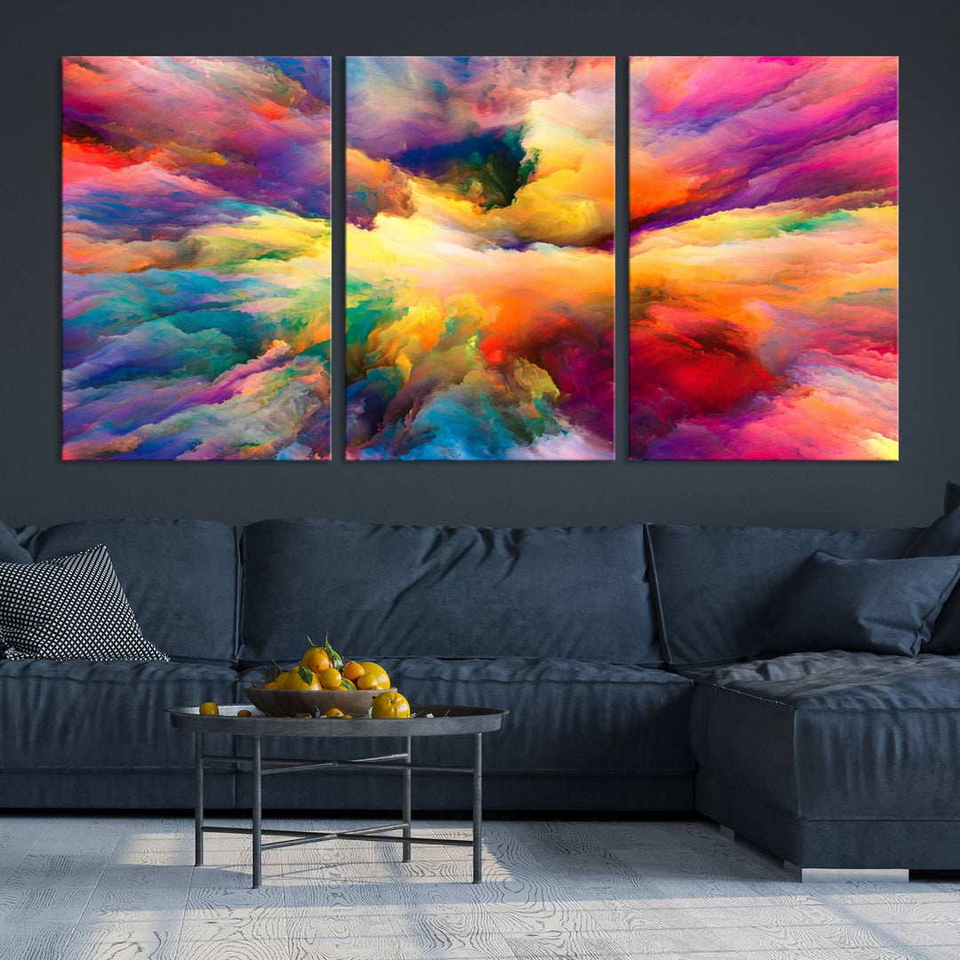 Art mural en forme de nuage de couleurs vibrantes flamboyantes Impression sur toile