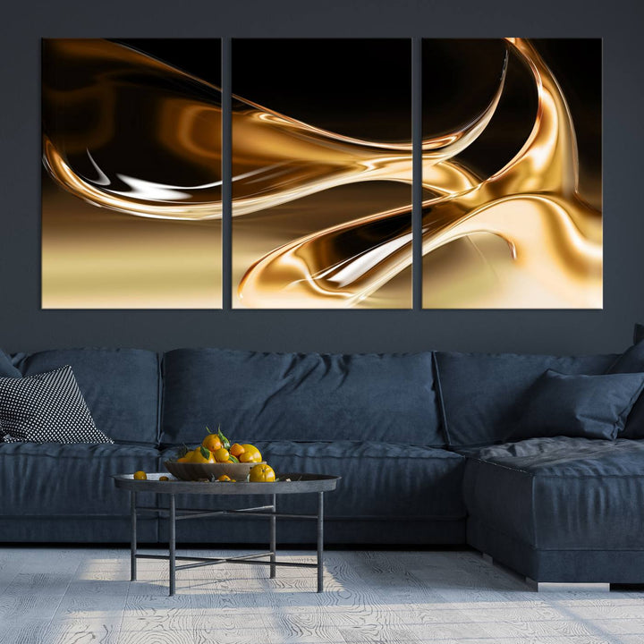 Liquid Glittered Luxury Gold Canvas Wall Art Print