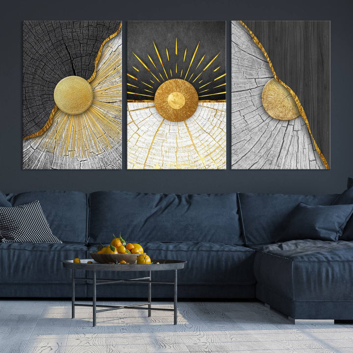 Minimal Style 3 Panel Abstract Wall Art Canvas Print 