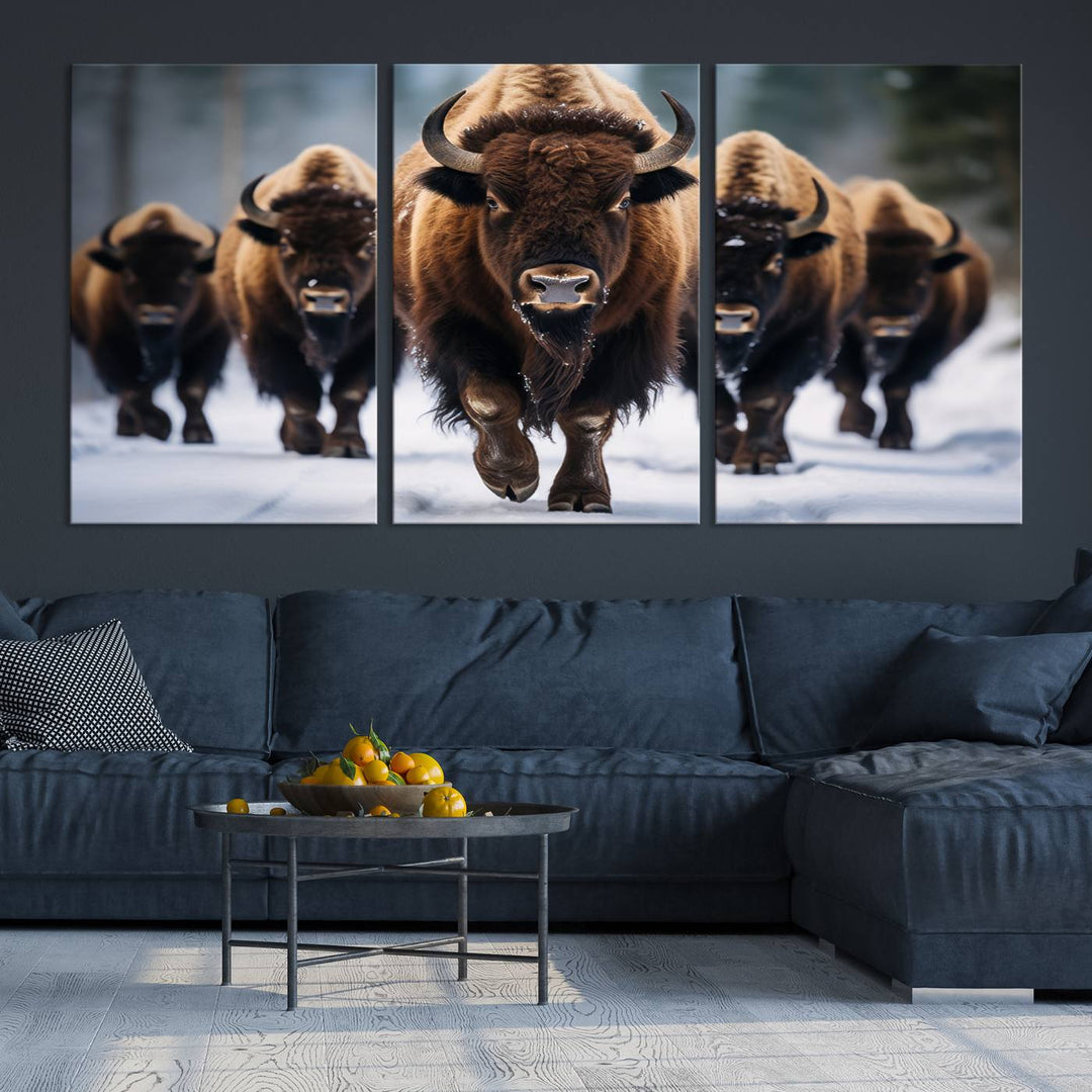 Buffalo Wall Art Canvas Print, American Bison Herd Wall Art Canvas Print