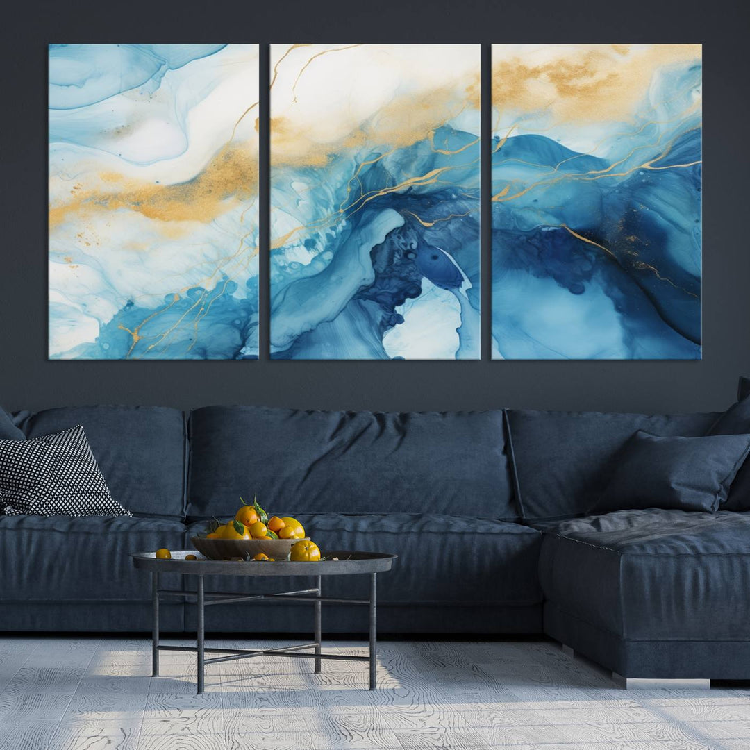 Impression sur toile d'art mural bleu marine, impression d'œuvres d'art abstraites