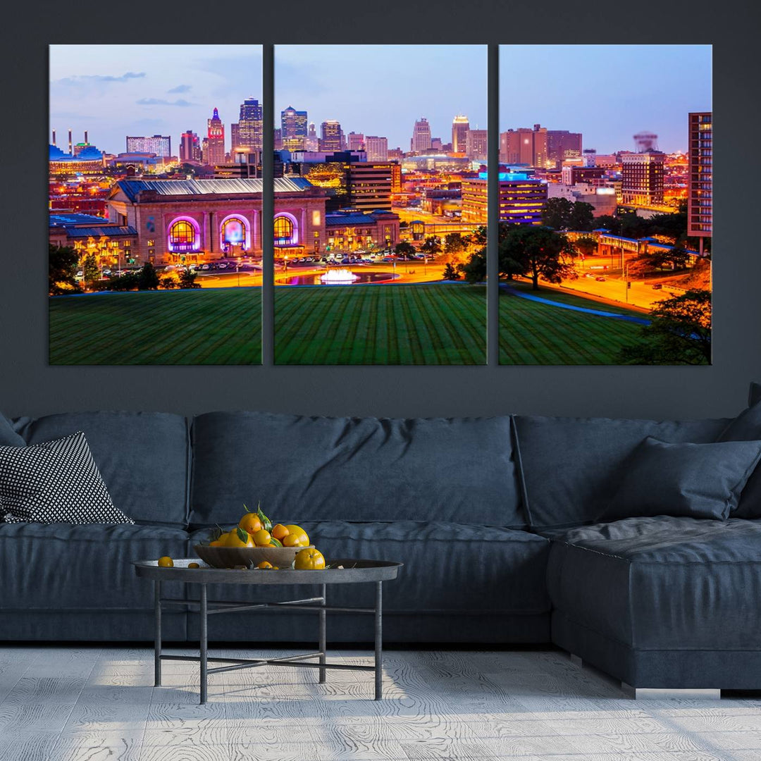 Kansas City Night Canvas Print - Arte de pared grande para decoración del hogar y la oficina