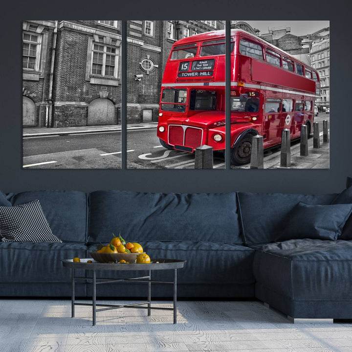 London Red Bus Wall Art, Red Telephone Club, London Night Canvas Print