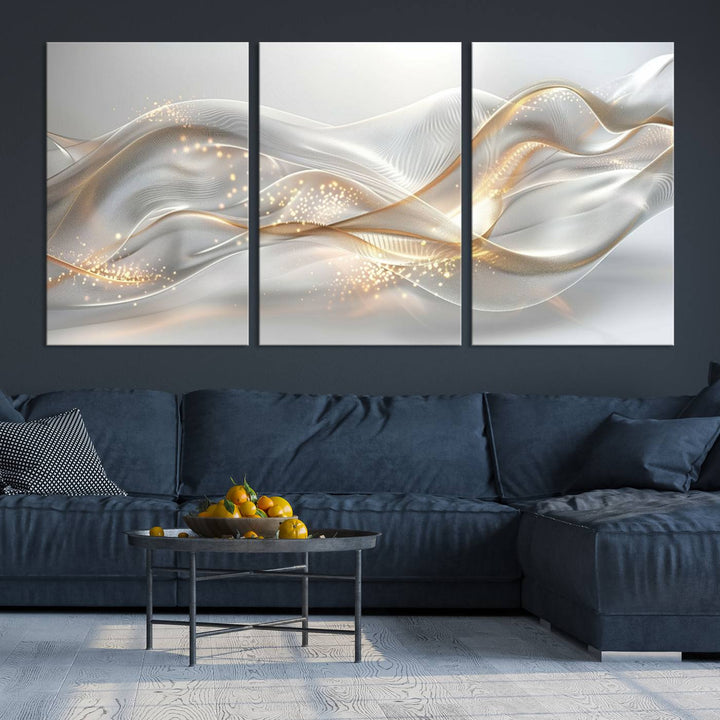 Abstract art Grey and Gold Lines Wall Art