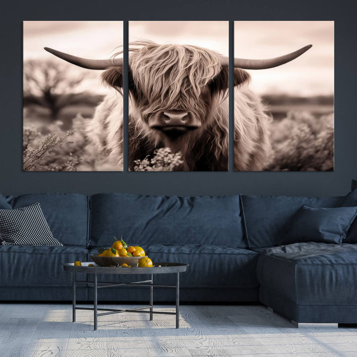 Scottish Cow Longhorn Wall Art Canvas Print.