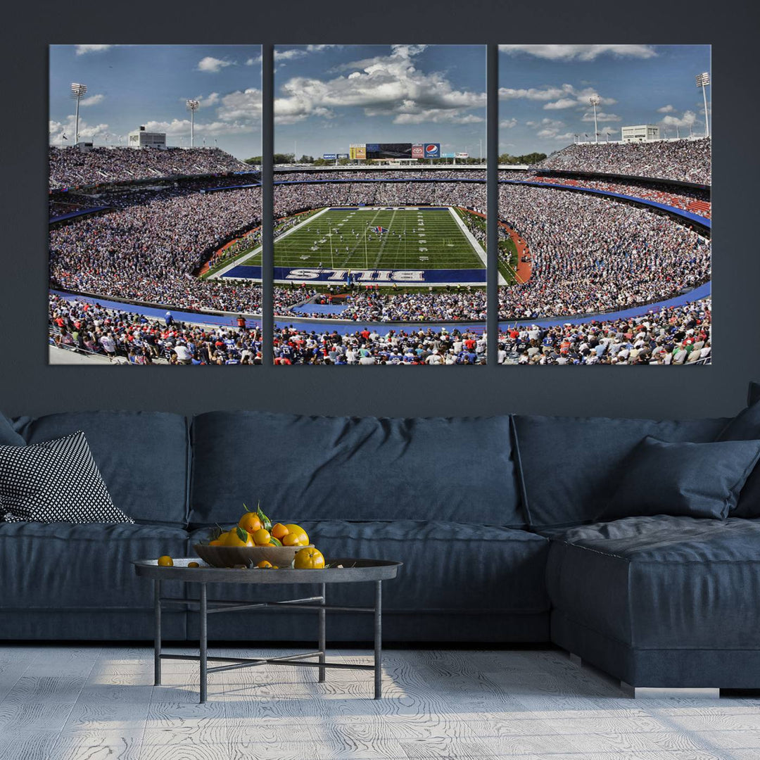 Buffalo Bills Football Team Print - Highmark Stadium Wall Art Canvas Print - Bills Stadium Game Day Triple Canvas Wall Art - Buffalo Bills NFL Match