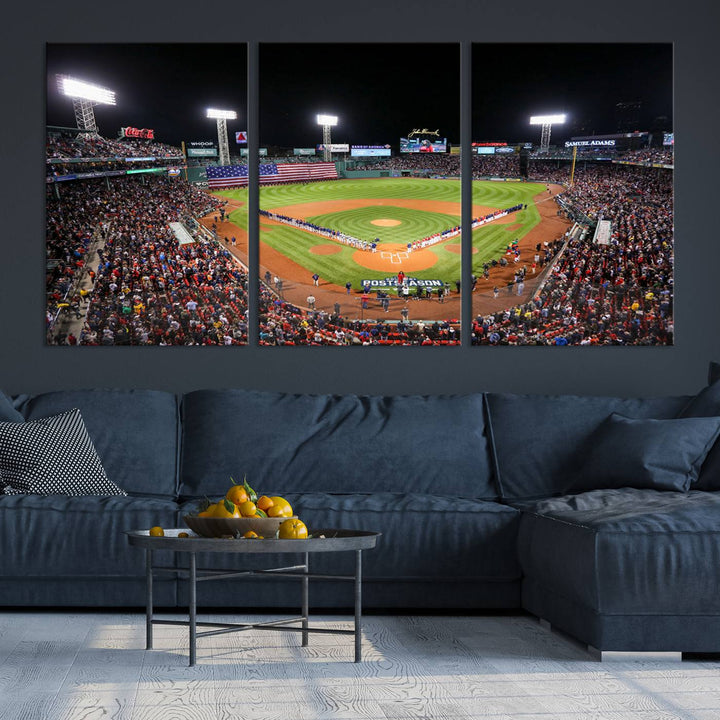 Fenway Park Postseason Triple Canvas Wall Art - Boston Red Sox Historic Game