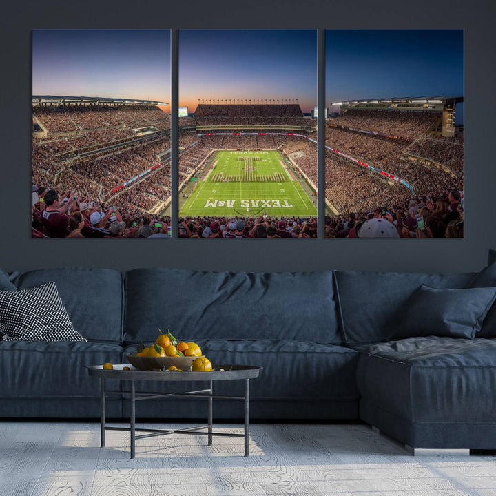 Texas A&M University Aggies Football Team Print - College Station Kyle Field Stadium Wall Art Canvas Print