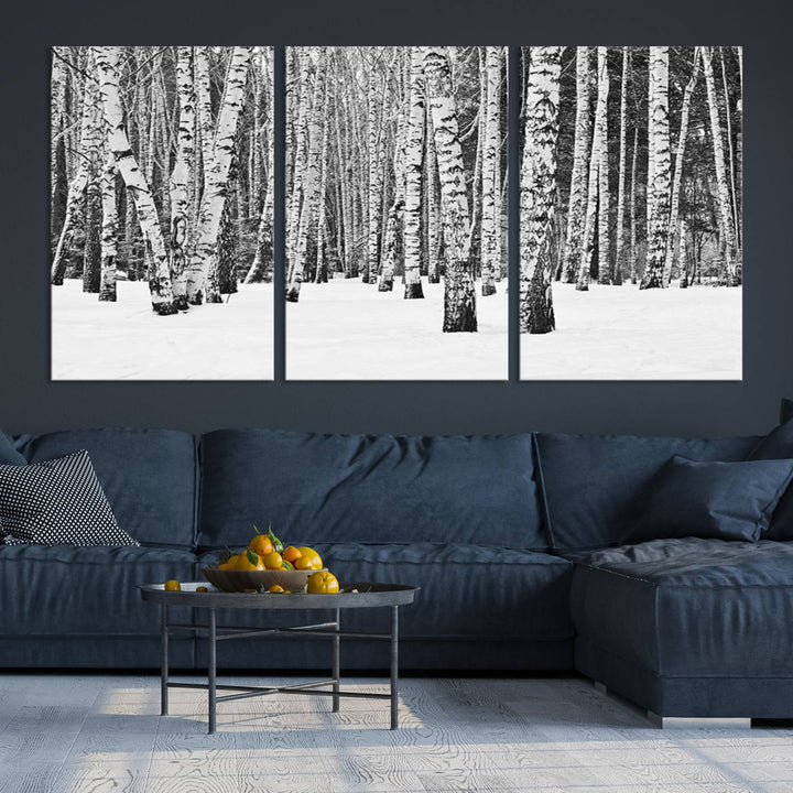 Wall Art Landscape Canvas Print Forest in Winter with Snowy Ground and Trees