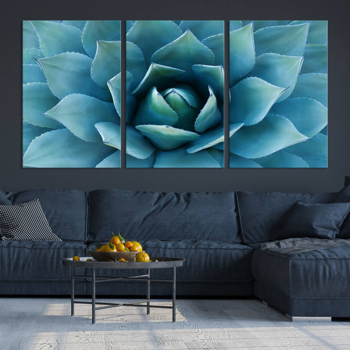 Large Succulent Wall Art Canvas | Vibrant Agave Plant Canvas Print for Living Room and Office Decor