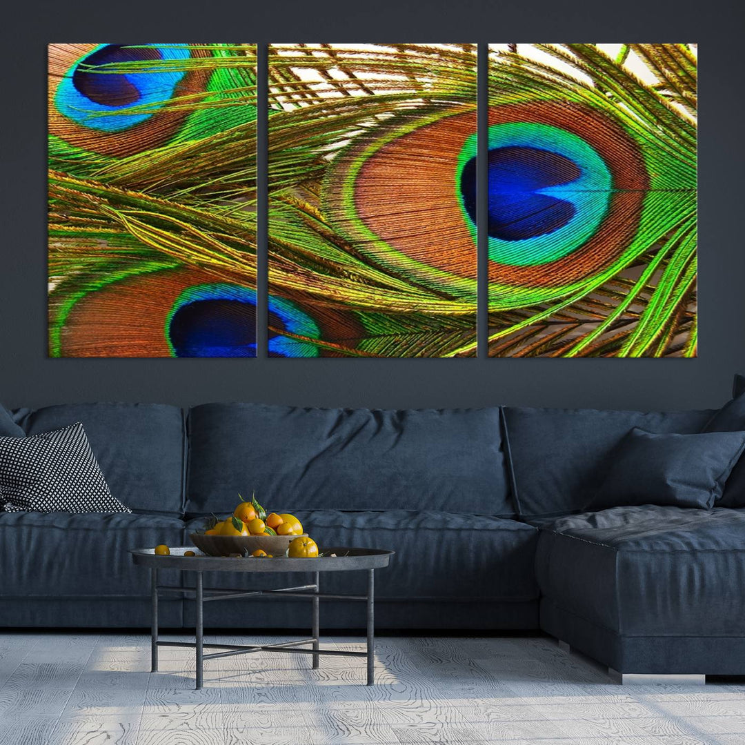 Wall Art Animal Canvas Print Triple Eyed Peacock Wing