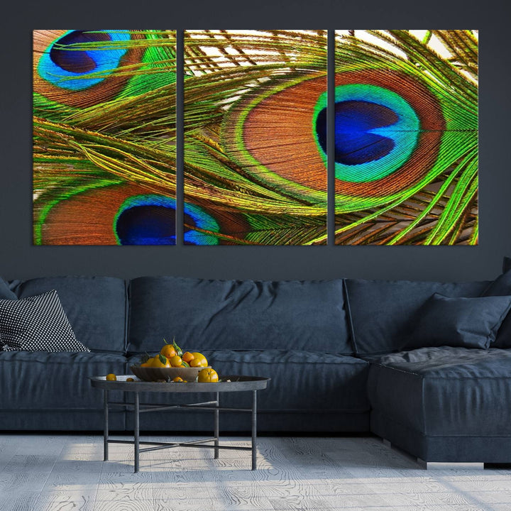 Wall Art Animal Canvas Print Triple Eyed Peacock Wing