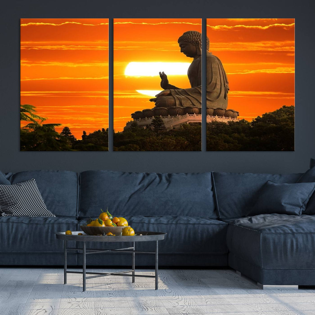 Buddha Statue at Sunset Canvas Print 