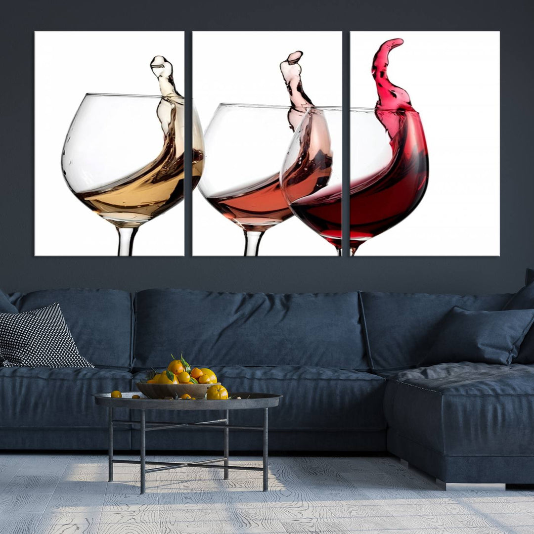 49896 - Lienzo decorativo para pared grande con vino abstracto en copas