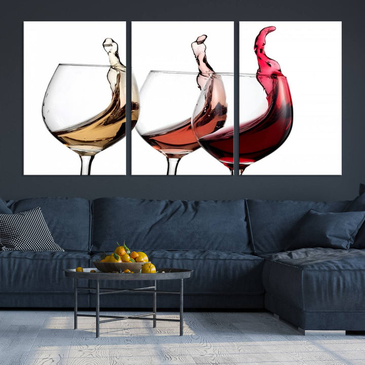 49896 - Lienzo decorativo para pared grande con vino abstracto en copas