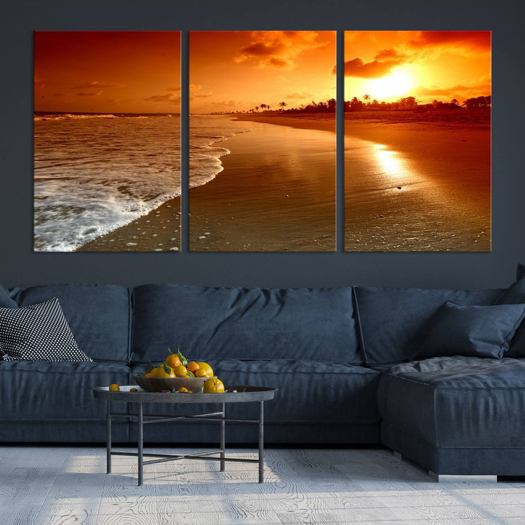 Wall Art Beautiful Beach Landscape at Sunset in Tropical Island Canvas Print