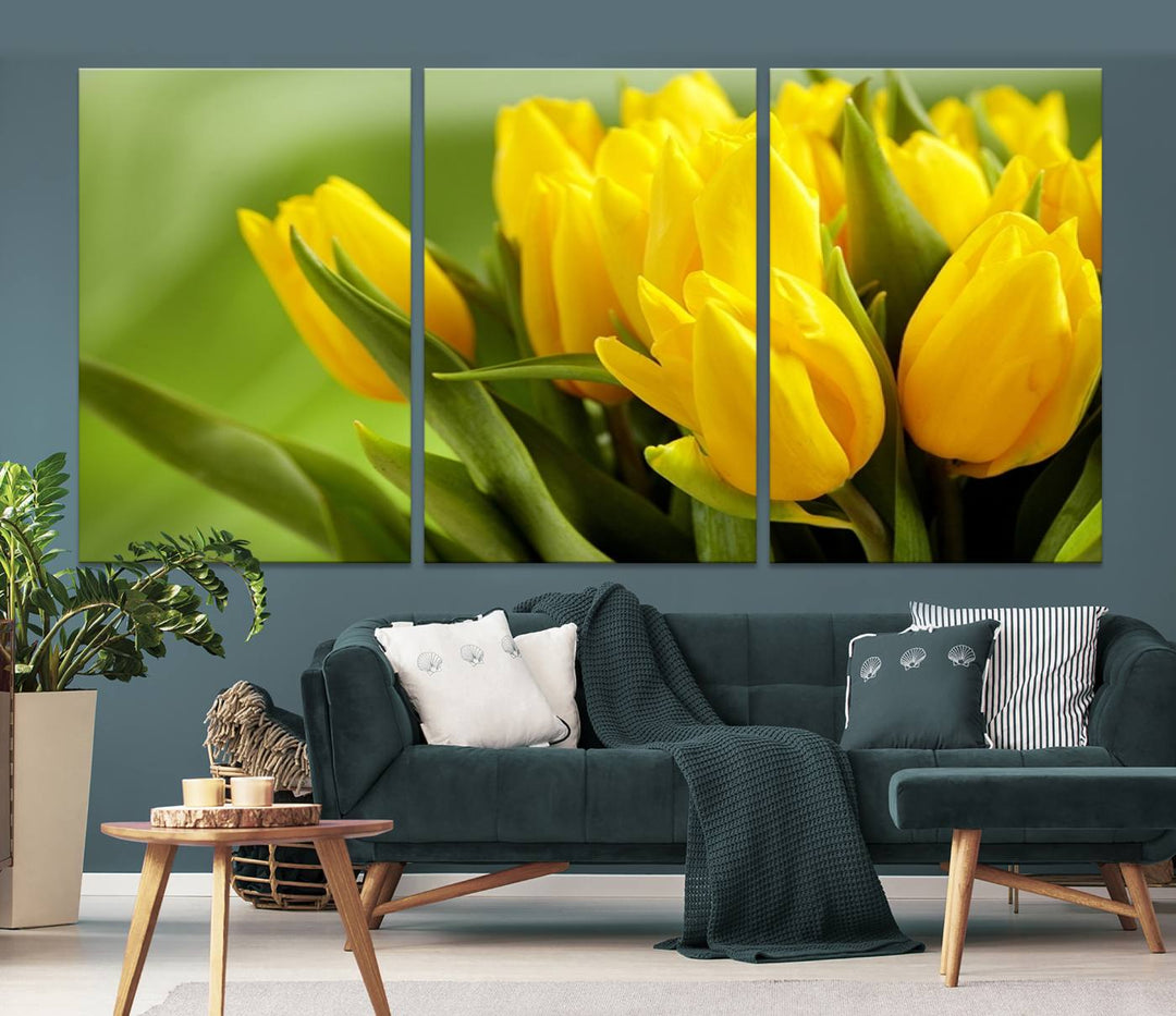 Art mural tulipes jaunes Impression sur toile