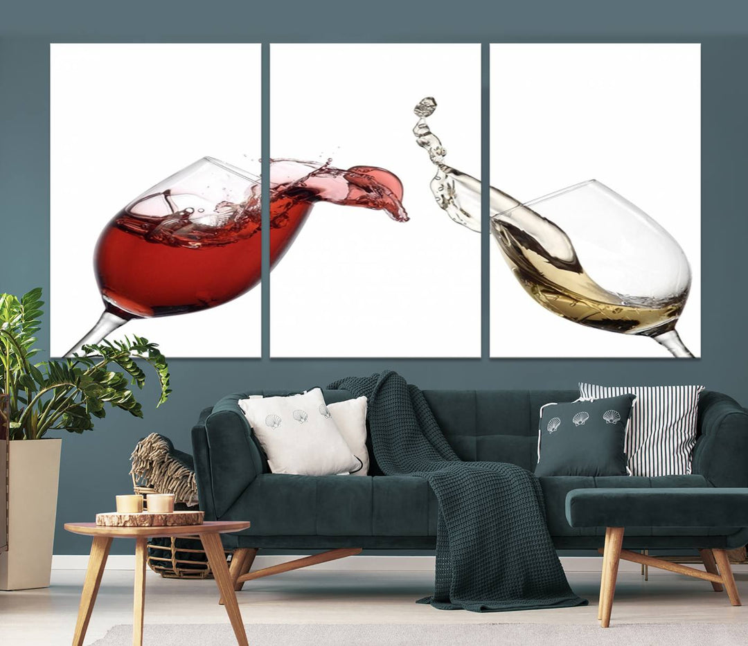 Red and White Wine in Glass Canvas Print