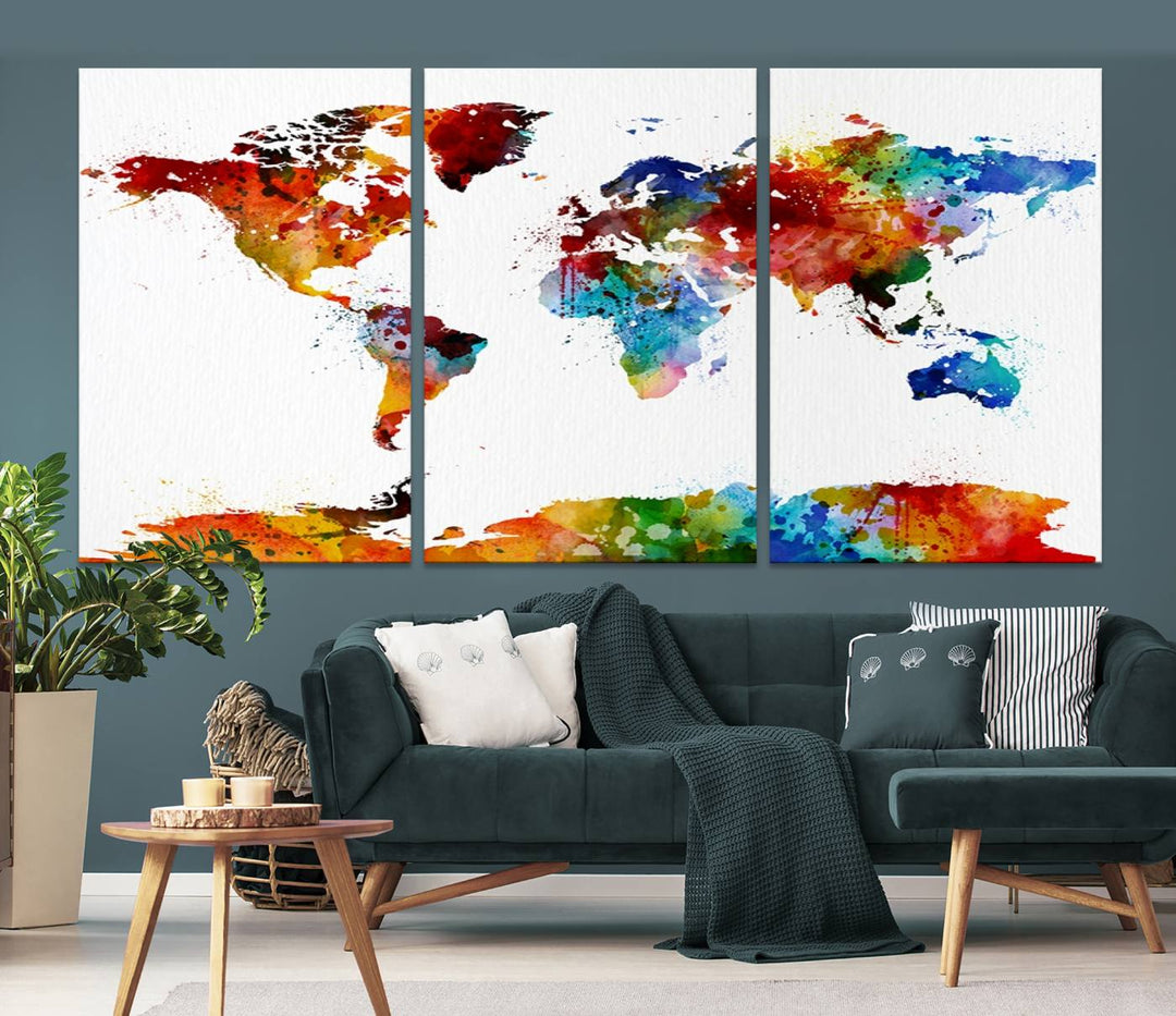 Watercolor World Map Canvas Print