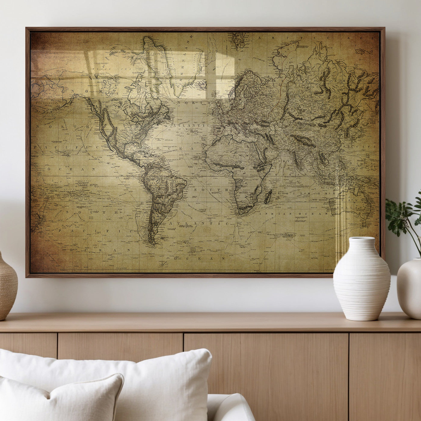 MGV-FP-60X30-3P - Push Pin World Map Canvas Print – Framed Wall Art for Couples to Track Their Travels – Anniversary