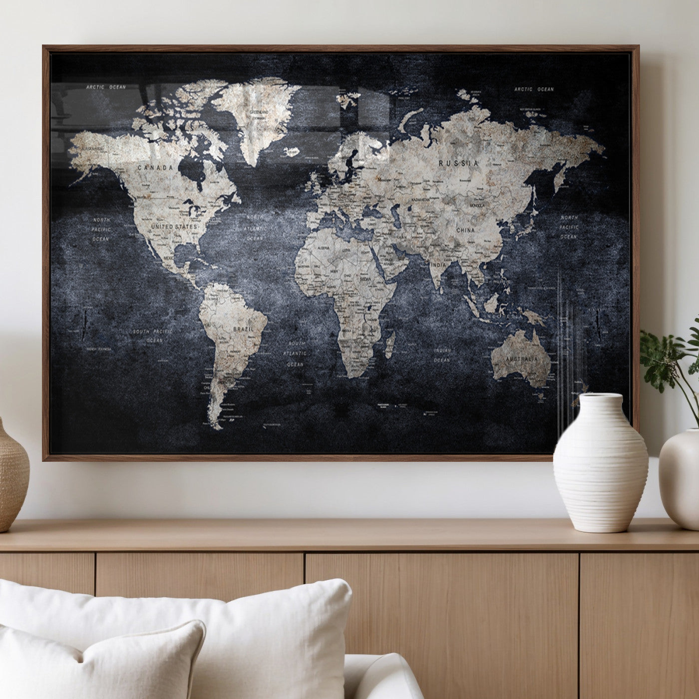 MGV-FP-60X30-3P - World Map Wall Art Canvas Print for Home and Office Decor