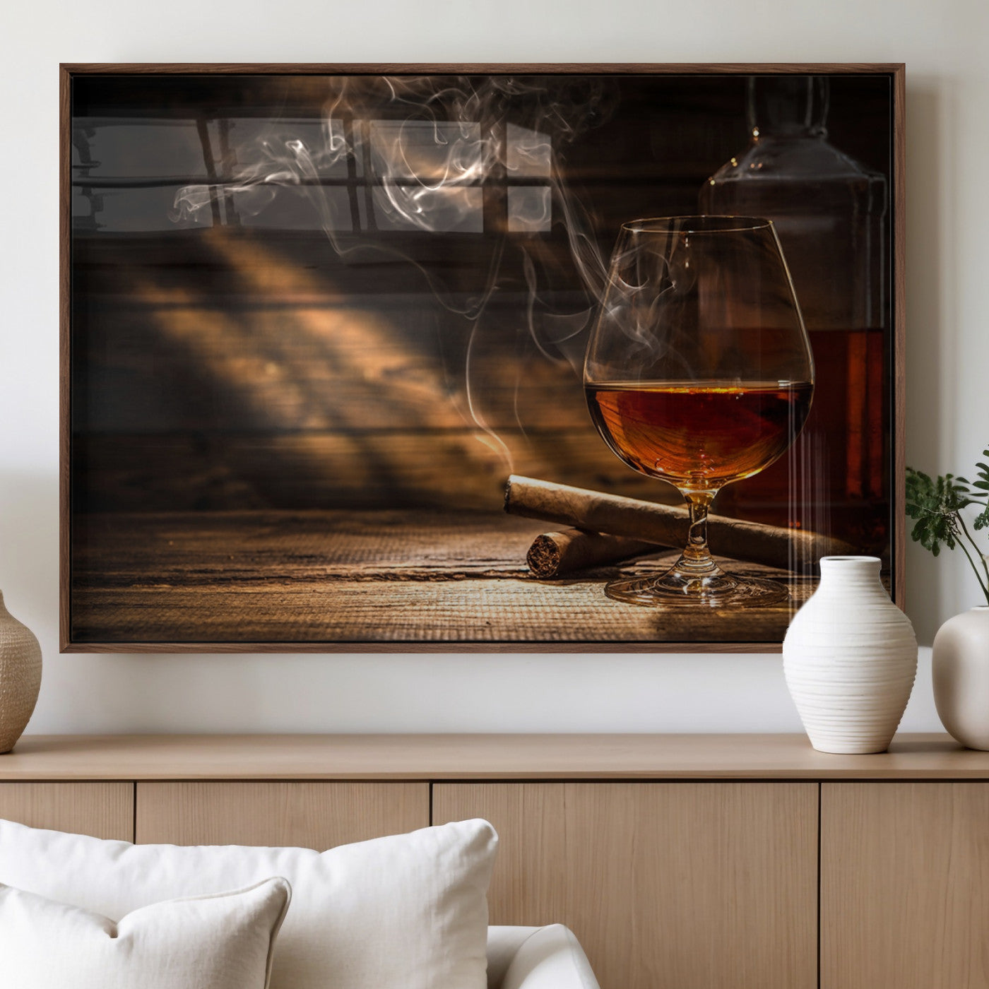 MGV-FP-60X30-3P - Whiskey and Cigar Wall Art Canvas Print