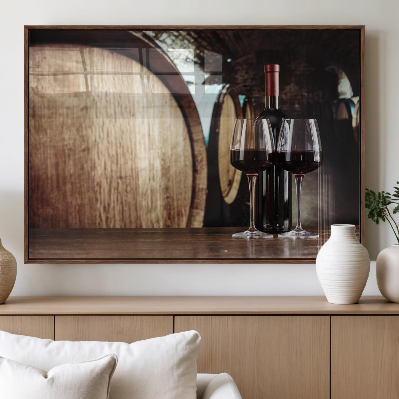 MGV-FP-60X30-3P - Wine and Barrel Wall Art Canvas Print