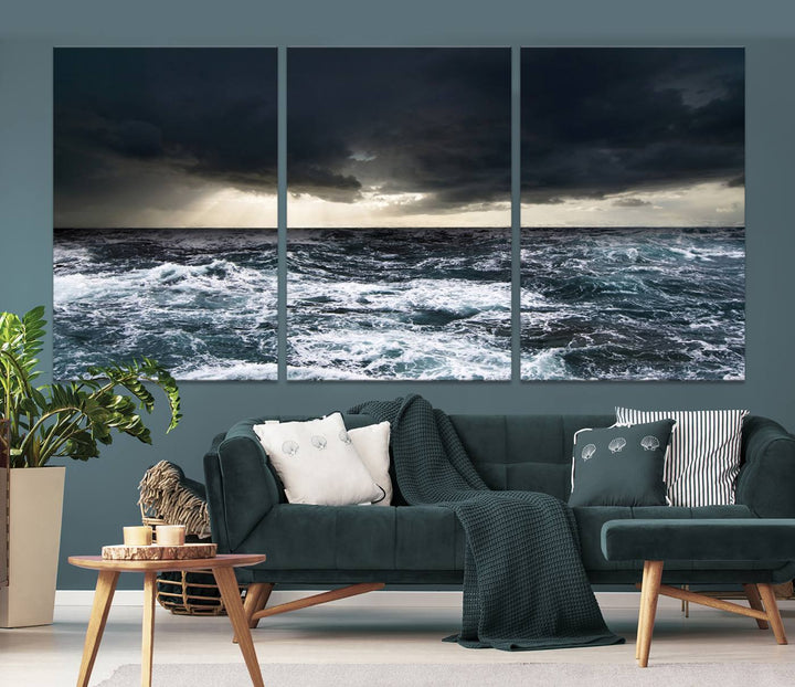 Ocean and Storm Canvas Art Print Hanging Great Print Ocean and