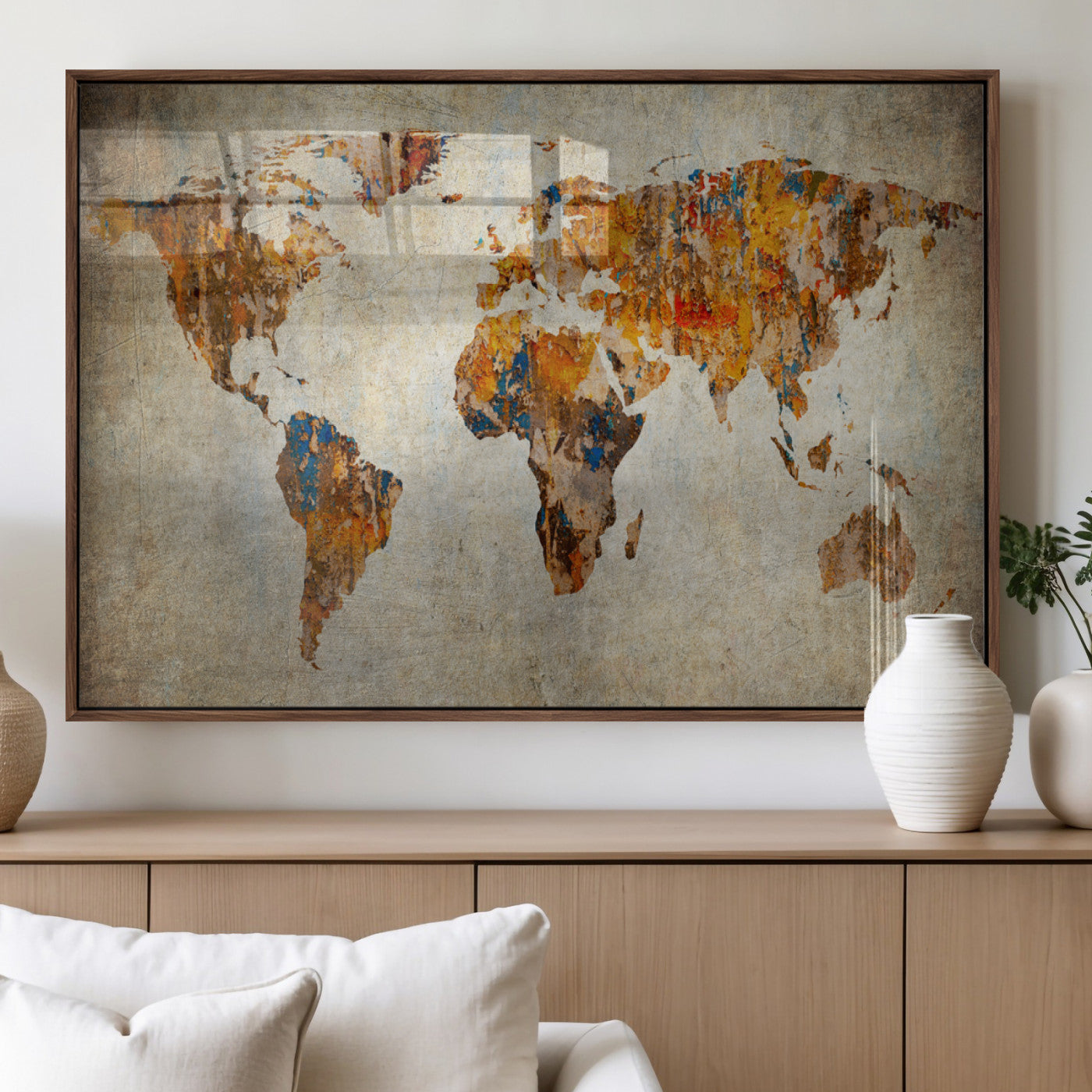MGV-FP-36X24-3P - Push Pin World Map Canvas Print – Framed Wall Art for Couples to Track Their Travels – Anniversary