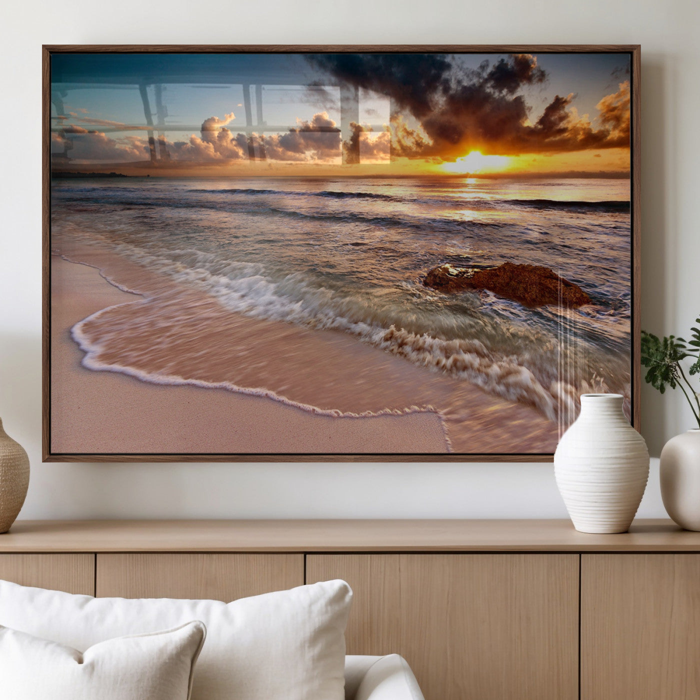 MGV-FP-60X30-3P - Sunset on Ocean Wall Art Canvas Print