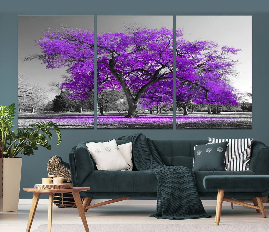 Art mural grand arbre violet Impression sur toile