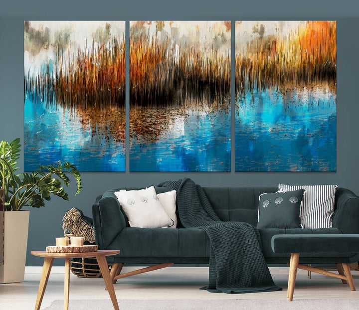 Restful Landscape Art Abstract Lake Canvas Print Wall Art