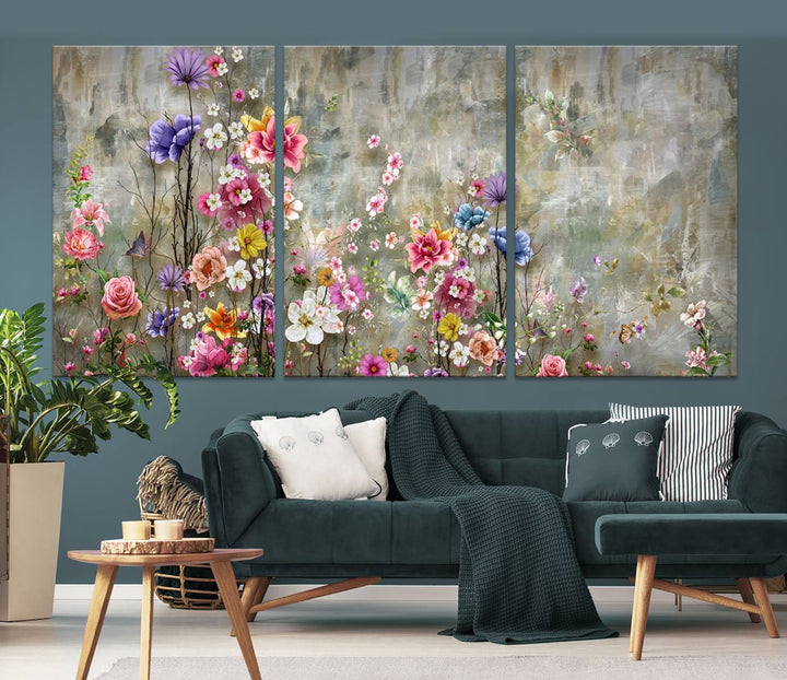 Cozy Flowers Painting on Canvas Wall Art Floral Canvas Print