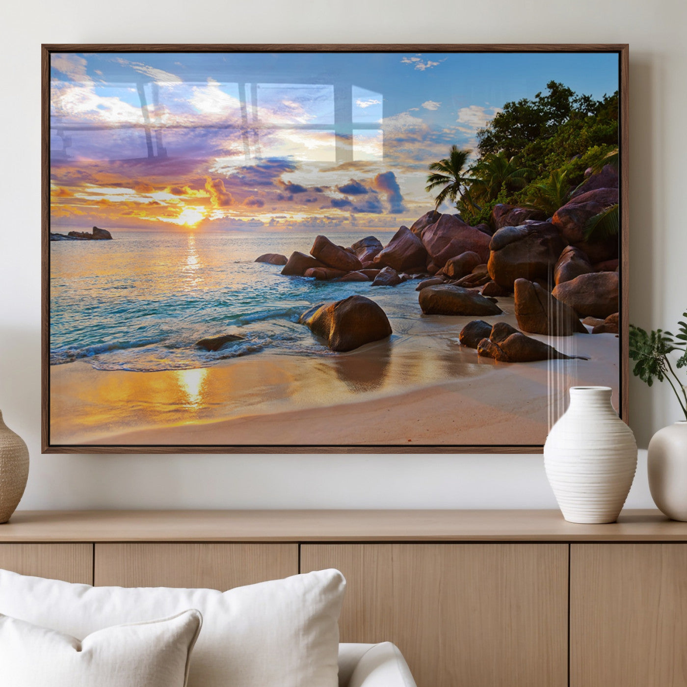MGV-FP-60X30-3P - Tropical Island Beach Sunset Canvas Print
