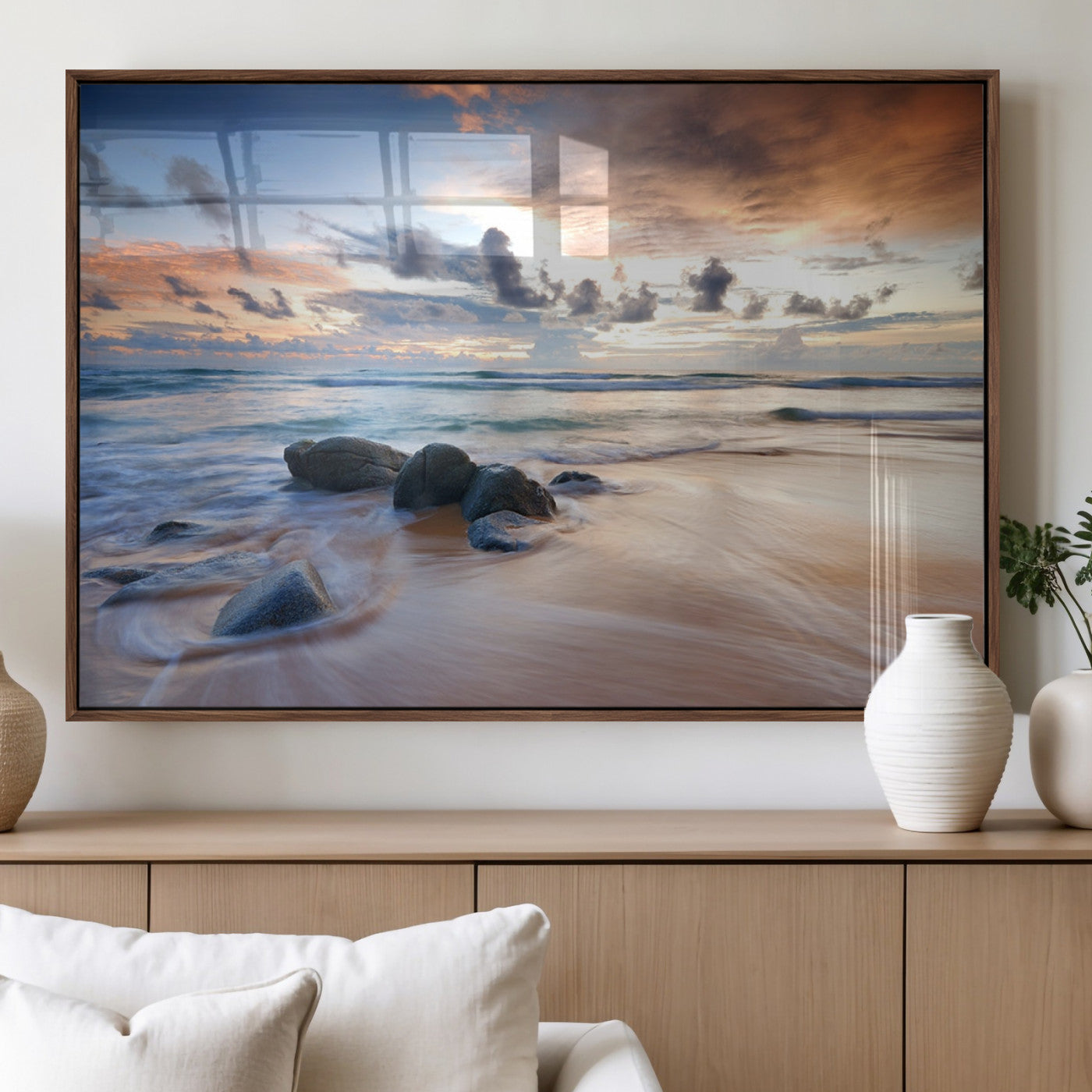 MGV-FP-36X24-3P - Serene Weather On The Beach Wall Art Canvas Print