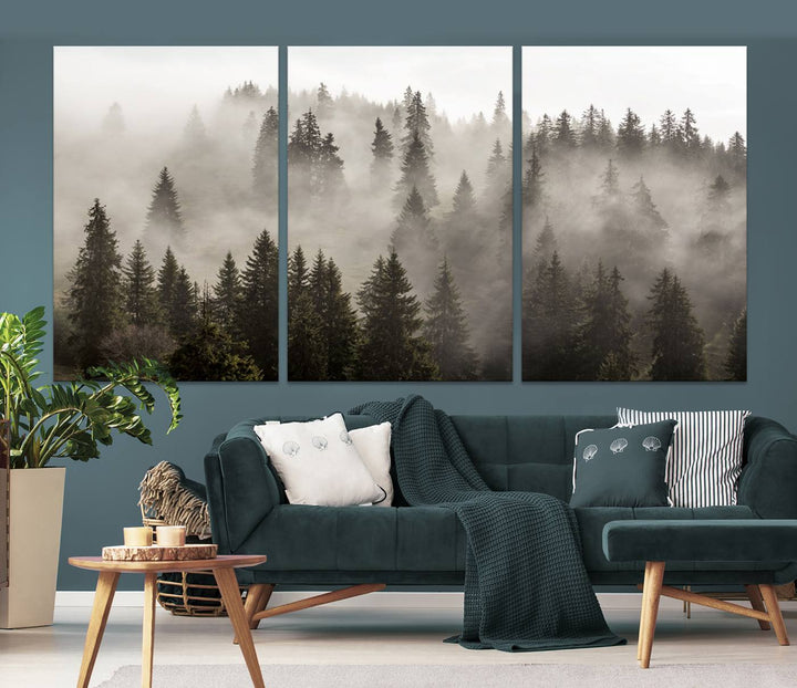 Foggy Forest Wall Art Canvas Print