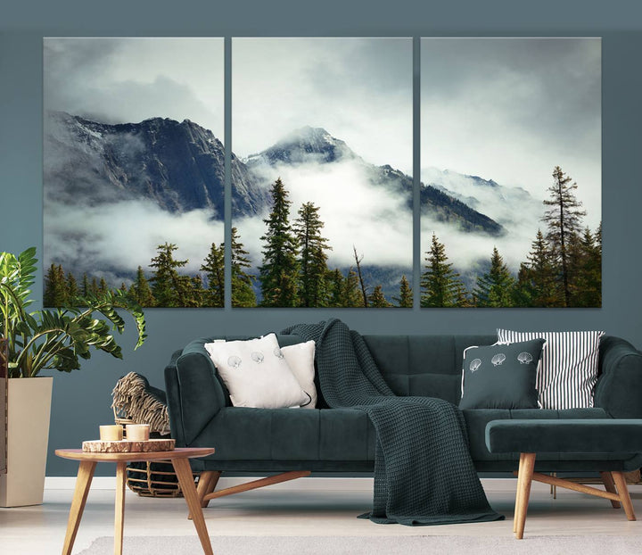 Misty Mountain Forest Wall Art Canvas Print