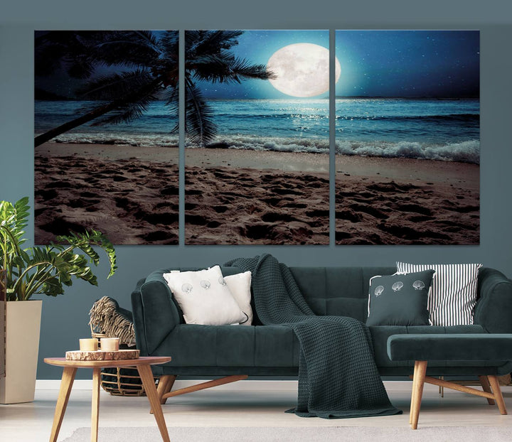 Moonglade Coastal Palm Tree Wall Art Canvas Print