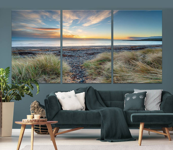 Art mural sur la plage au coucher du soleil Impression sur toile