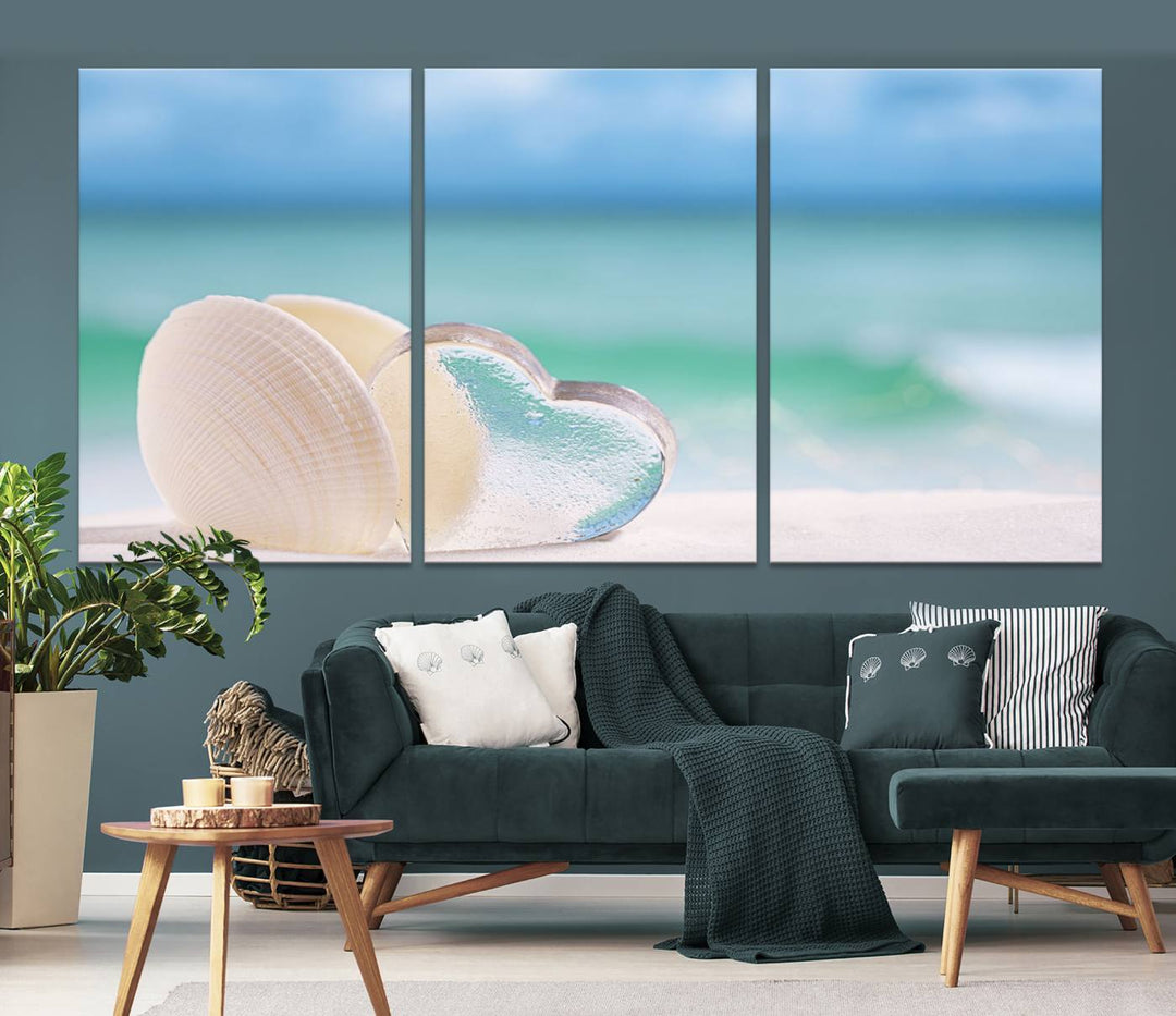 Impression sur toile d'art mural de coquillage d'amour de plage