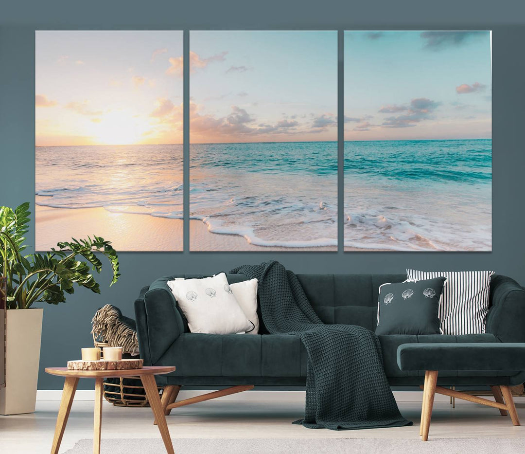 Arte de la pared de Sunset Beach Art Ocean Vibes Lienzo